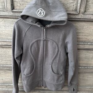 Lululemon Athletica Gray Hooded Jacket with Ribbed Cuffs